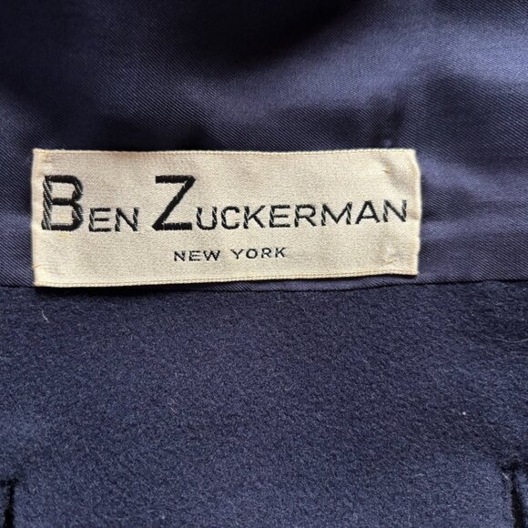 Navy Blue Wool Boxy Jacket Slim Skirt Woman's Suit - Picture 13 of 13